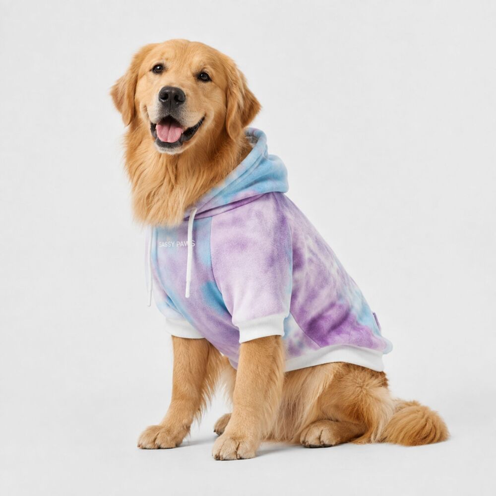 Spark Paws Dog Hoodie 5XL Pastel Tie Dye Plush Fleece Pet Sweatshirt NWT